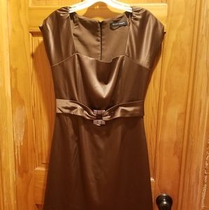 Ellen Tracy Bronze Satin Dress sz 8